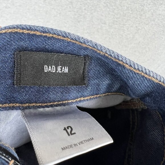 NWOT Express Women's Ankle Dad Denim Jeans Size 12 Buttons High Rise Cotton Blue - Picture 7 of 12